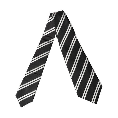 Dolce & Gabbana Black White Stripes Silk Adjustable Women Necktie Tie