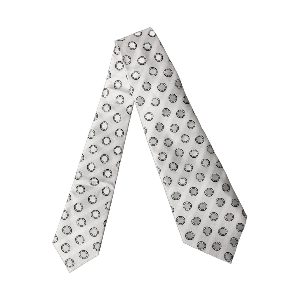 Dolce & Gabbana White Gray Polka Dot Silk Adjustable Women Necktie Tie