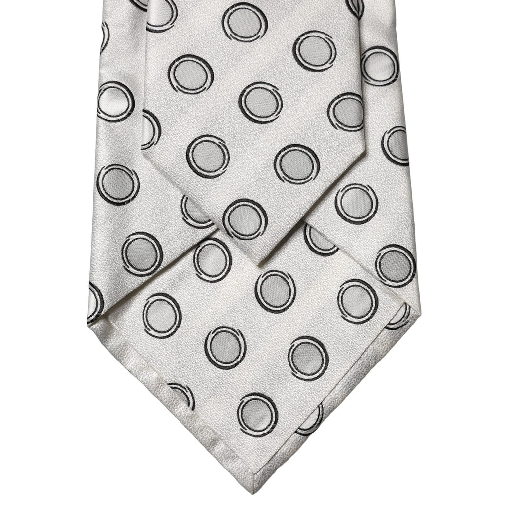Dolce & Gabbana White Gray Polka Dot Silk Adjustable Women Necktie Tie