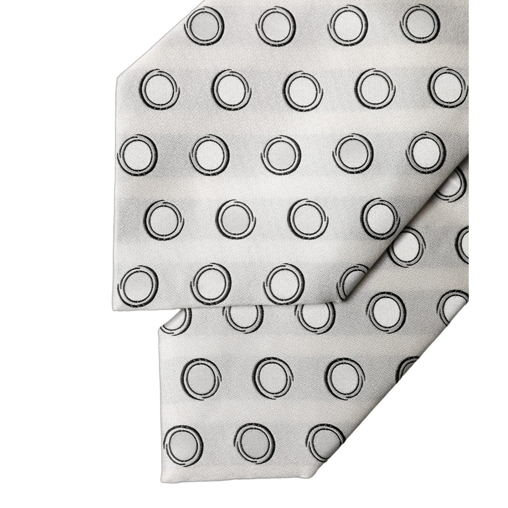 Dolce & Gabbana White Gray Polka Dot Silk Adjustable Women Necktie Tie