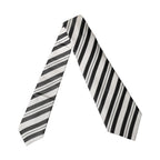 Black White Stripes Silk Adjustable Women Necktie Tie