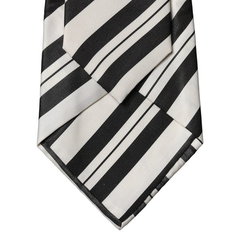 Dolce & Gabbana Black White Stripes Silk Adjustable Women Necktie Tie