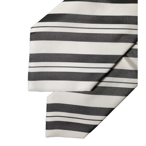Dolce & Gabbana Black White Stripes Silk Adjustable Women Necktie Tie