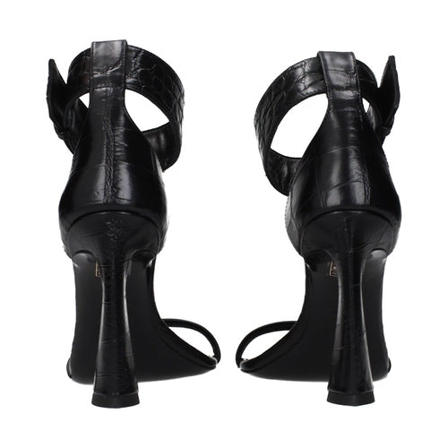 Versace Black Leather Stiletto Heel Sandals