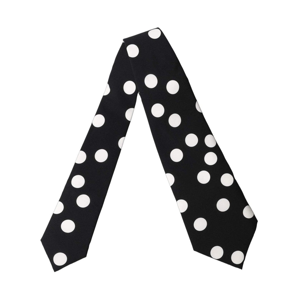 Dolce & Gabbana Black White Polka Dot Silk Adjustable Women Necktie Tie