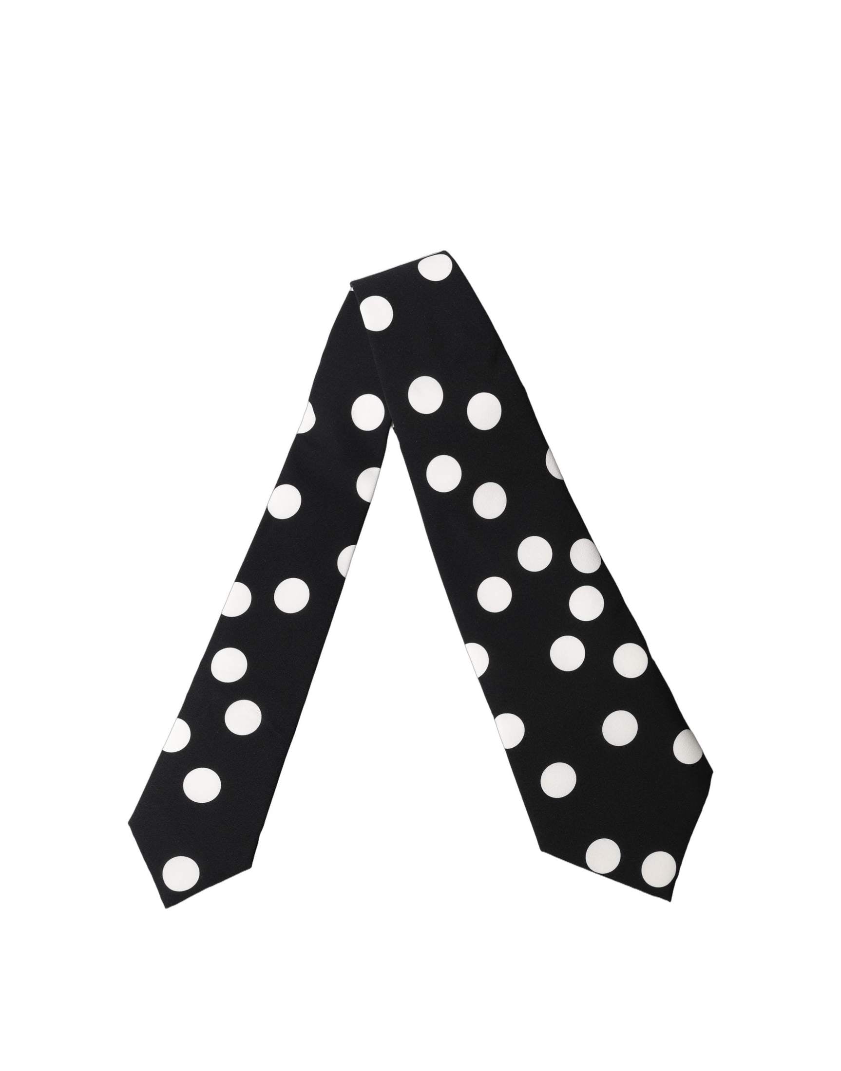 Dolce & Gabbana Black White Polka Dot Silk Adjustable Women Necktie Tie