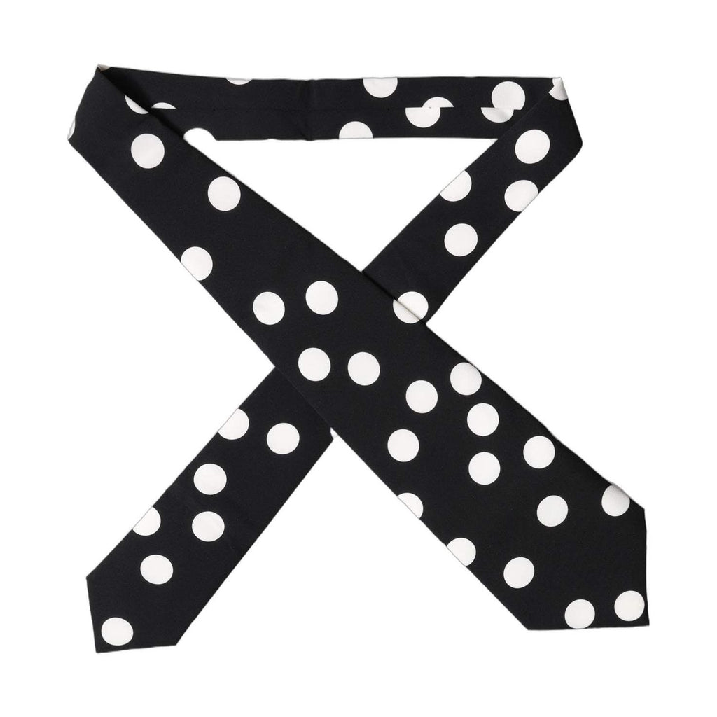 Dolce & Gabbana Black White Polka Dot Silk Adjustable Women Necktie Tie