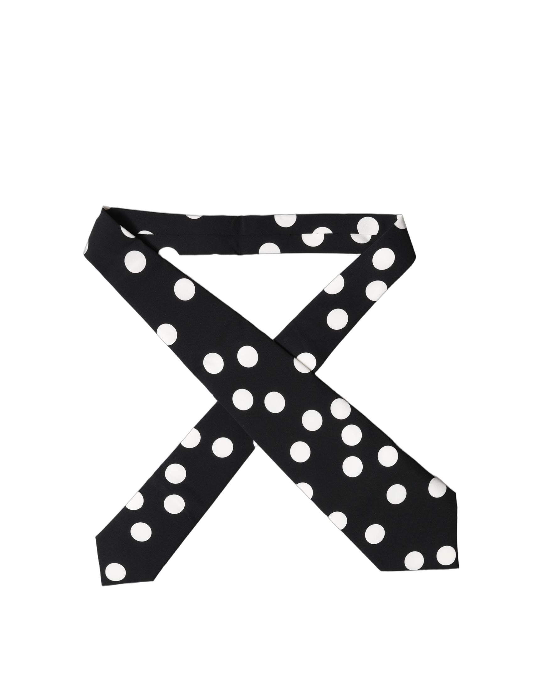 Dolce & Gabbana Black White Polka Dot Silk Adjustable Women Necktie Tie