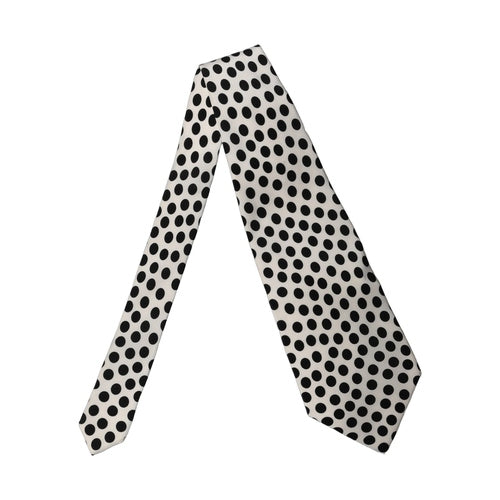 Dolce & Gabbana White Black Polka Dot Silk Adjustable Women Necktie Tie
