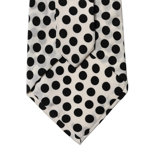 Dolce & Gabbana White Black Polka Dot Silk Adjustable Women Necktie Tie