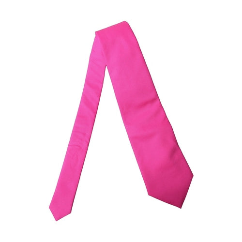 Dolce & Gabbana Neon Pink Solid Satin Silk Adjustable Women Necktie Tie