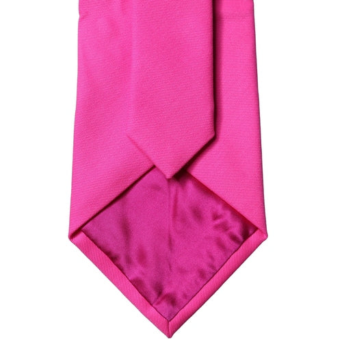 Dolce & Gabbana Neon Pink Solid Satin Silk Adjustable Women Necktie Tie