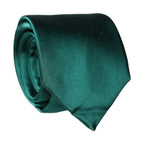 Dolce & Gabbana Dark Green Satin Silk Adjustable Women Tied Necktie Tie