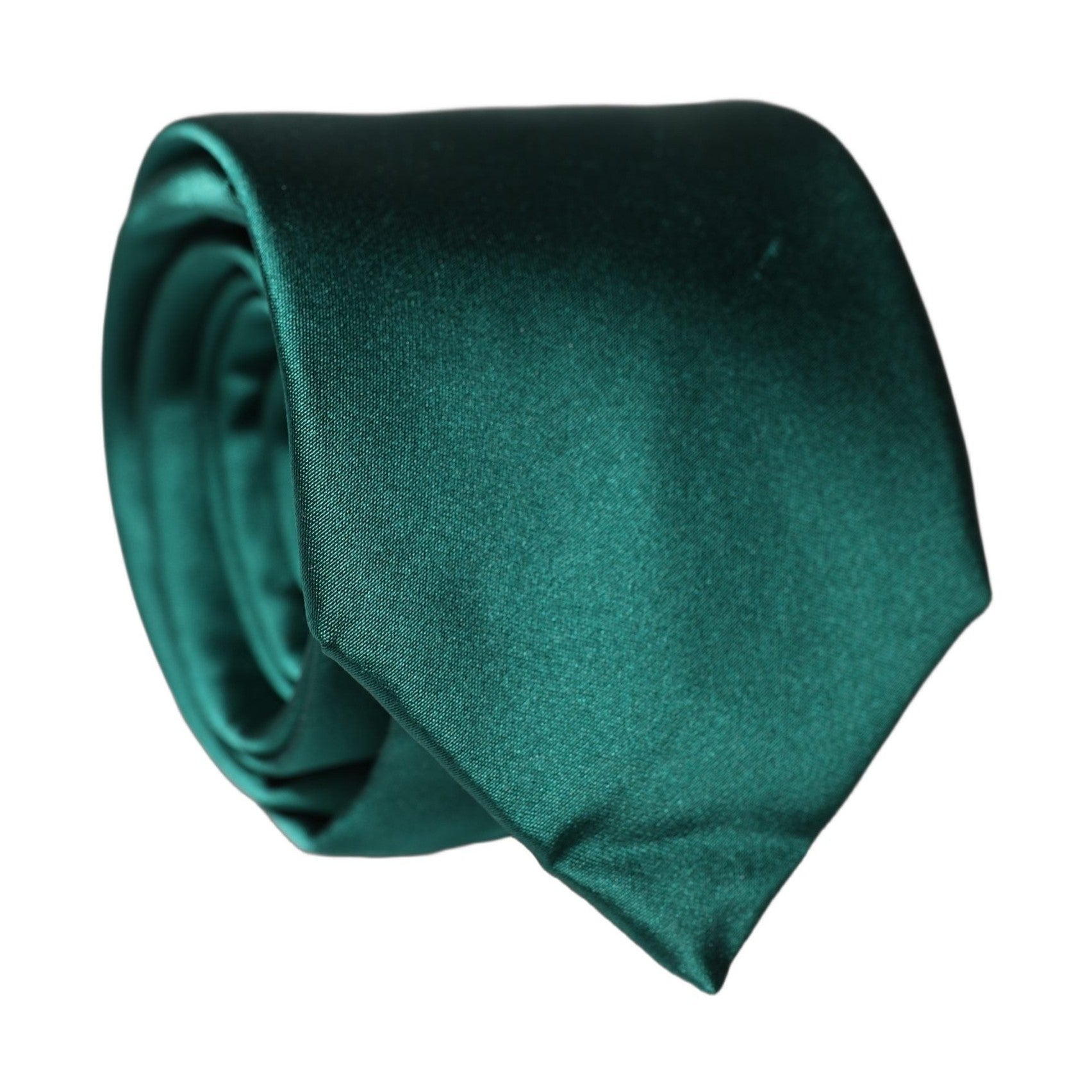 Dolce & Gabbana Dark Green Satin Silk Adjustable Women Tied Necktie Tie