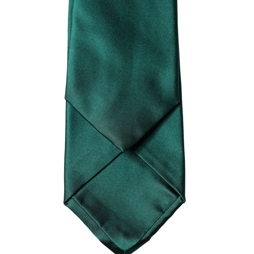 Dolce & Gabbana Dark Green Satin Silk Adjustable Women Tied Necktie Tie