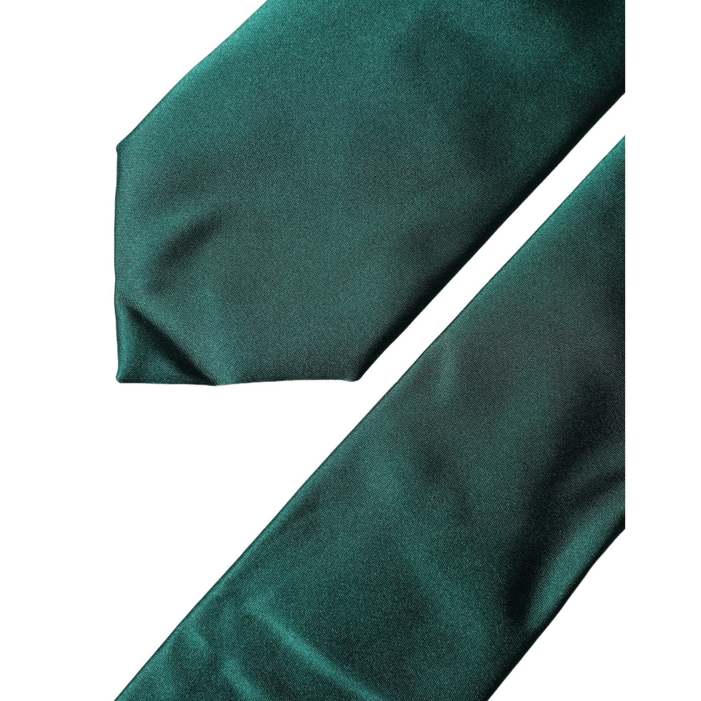 Dolce & Gabbana Dark Green Satin Silk Adjustable Women Tied Necktie Tie
