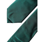 Dolce & Gabbana Dark Green Satin Silk Adjustable Women Tied Necktie Tie
