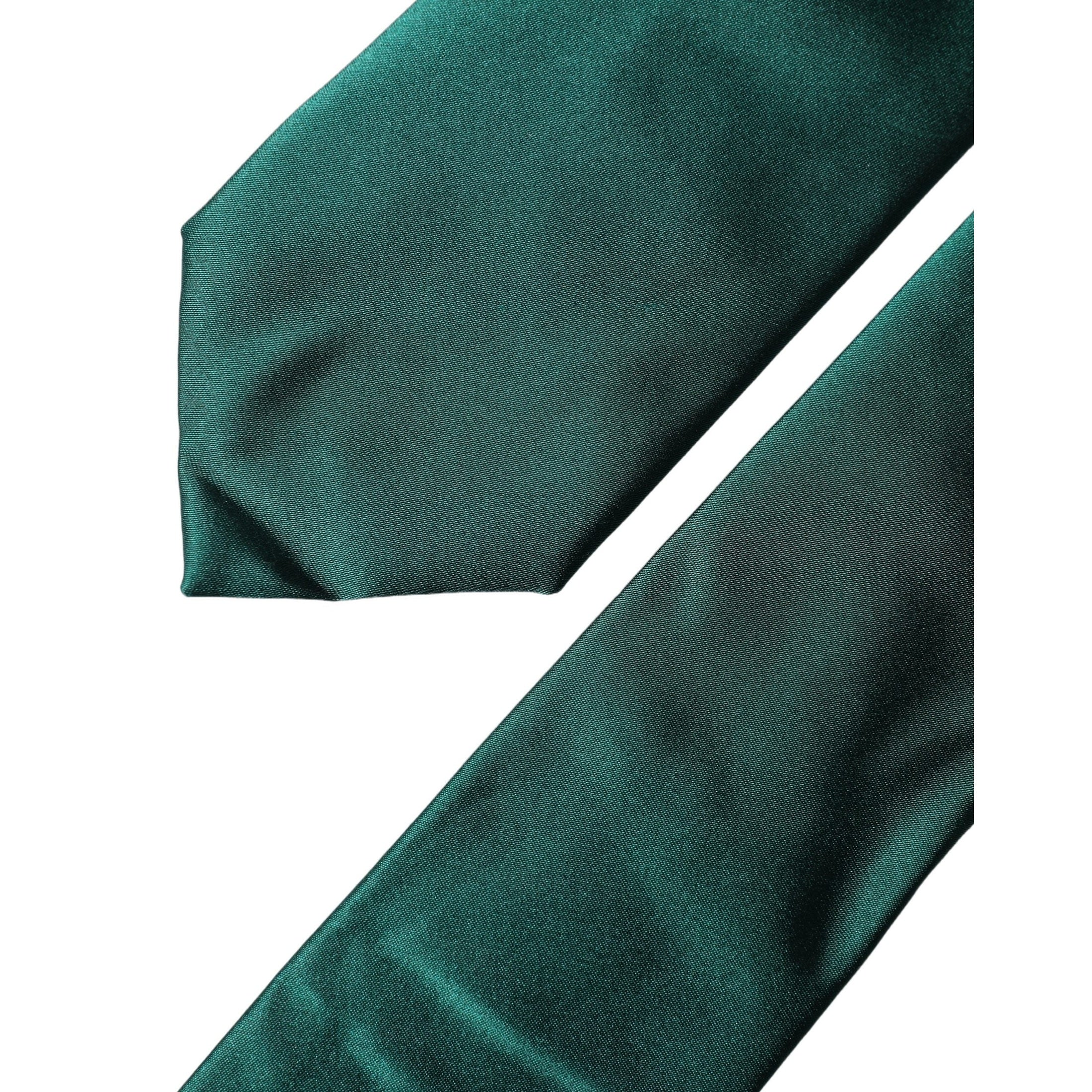 Dolce & Gabbana Dark Green Satin Silk Adjustable Women Tied Necktie Tie