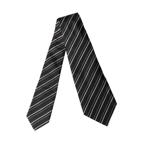Dolce & Gabbana Black White Stripes Silk Adjustable Women Necktie Tie