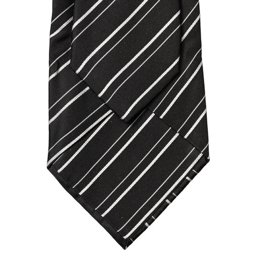 Dolce & Gabbana Black White Stripes Silk Adjustable Women Necktie Tie