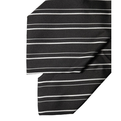 Dolce & Gabbana Black White Stripes Silk Adjustable Women Necktie Tie