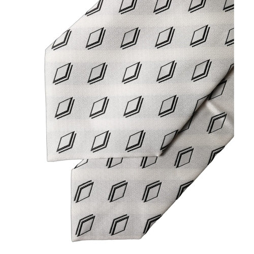 Dolce & Gabbana White Patterned Silk Adjustable Women Tied Necktie Tie