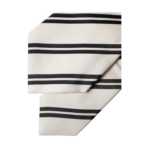 Dolce & Gabbana White Black Stripes Silk Adjustable Women Necktie Tie
