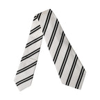 Dolce & Gabbana White Black Stripes Silk Adjustable Women Necktie Tie
