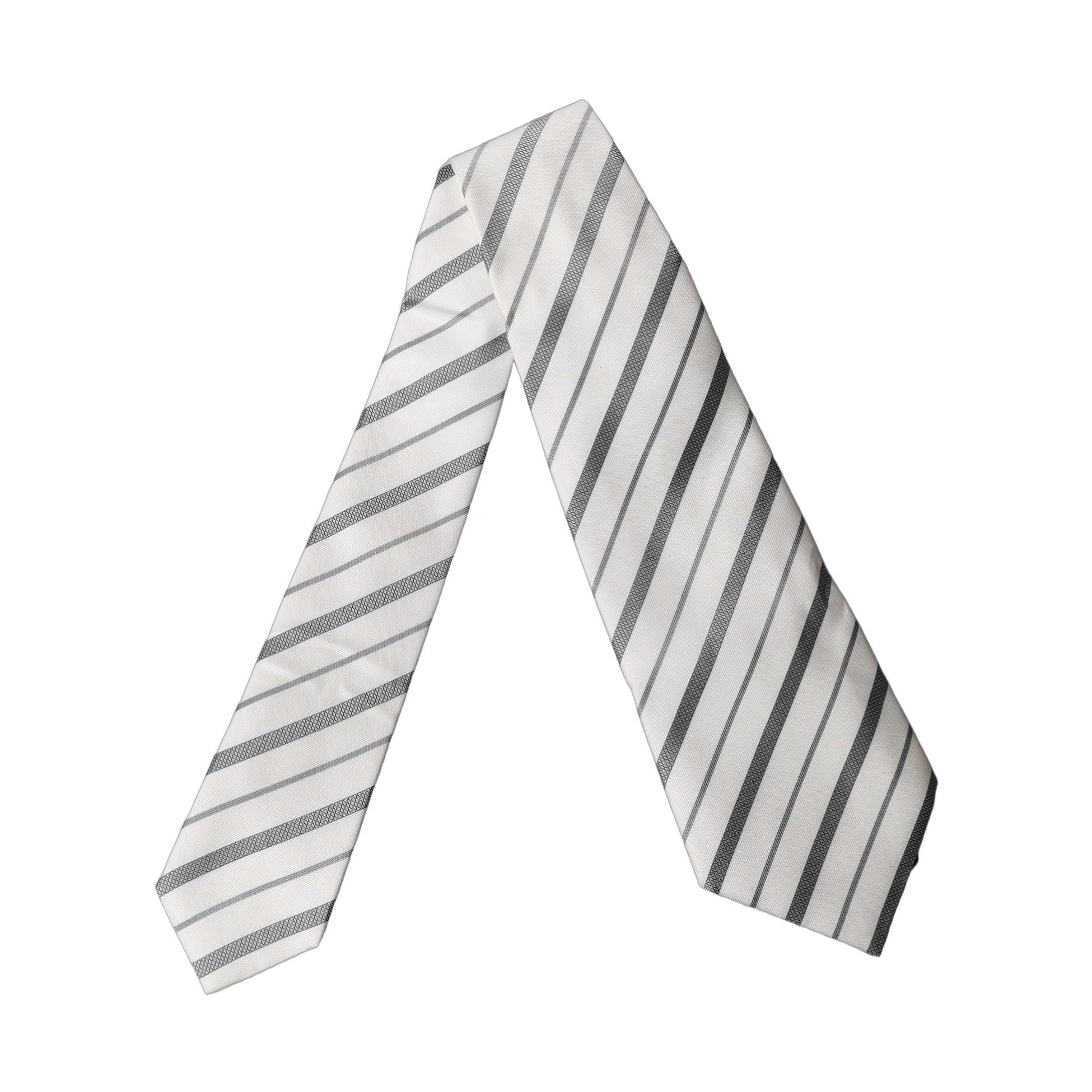Dolce & Gabbana Black White Stripes Silk Adjustable Women Necktie Tie
