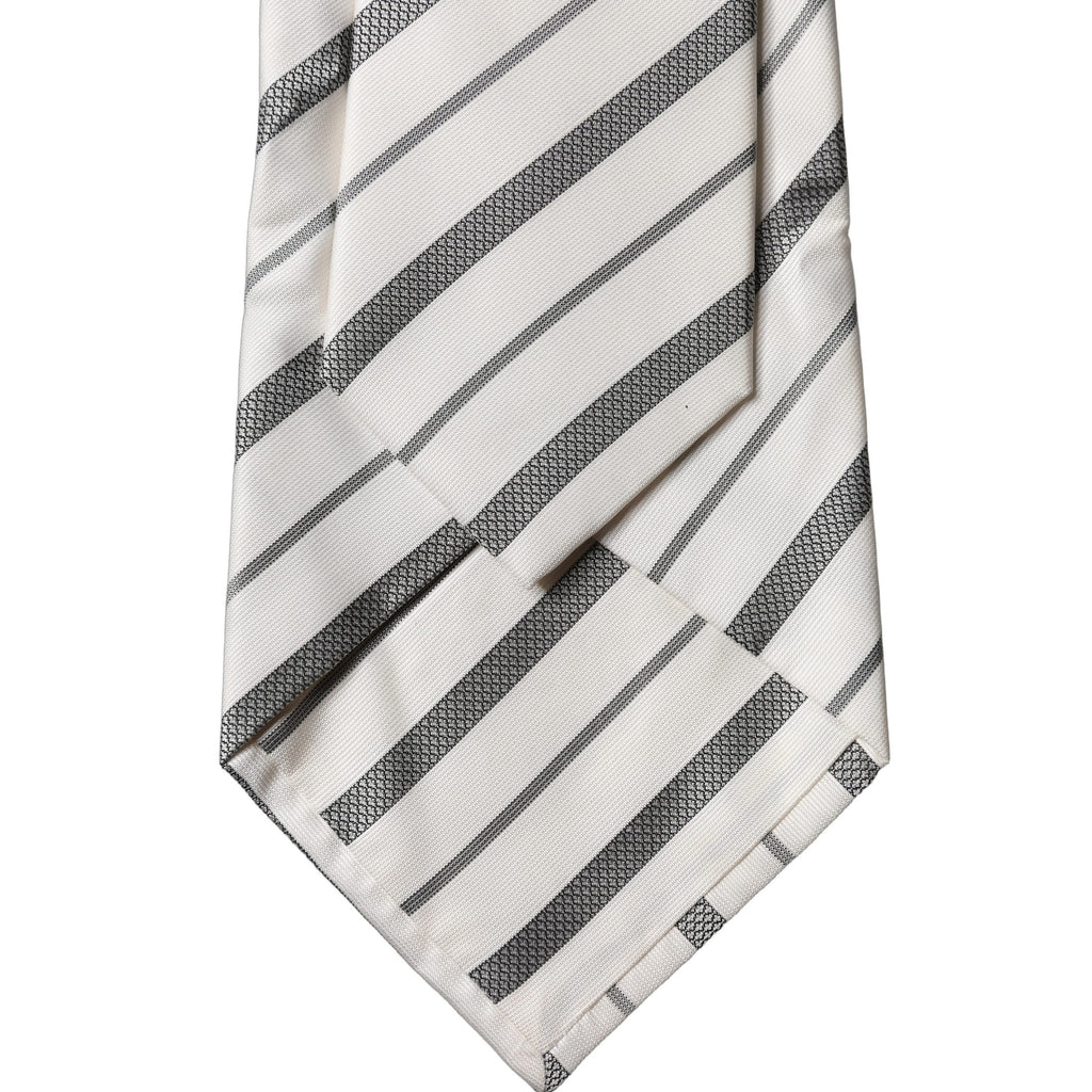 Dolce & Gabbana Black White Stripes Silk Adjustable Women Necktie Tie
