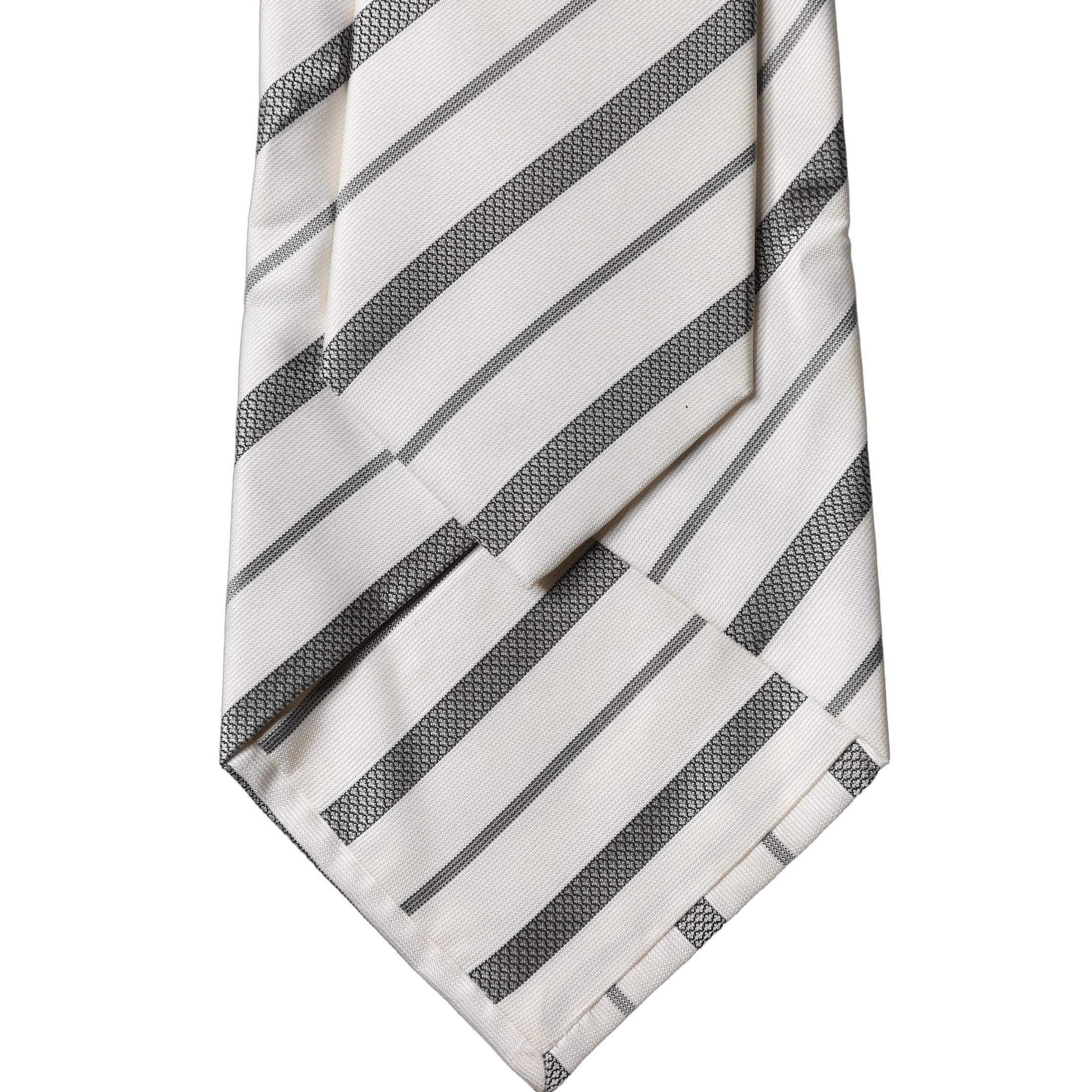 Dolce & Gabbana Black White Stripes Silk Adjustable Women Necktie Tie