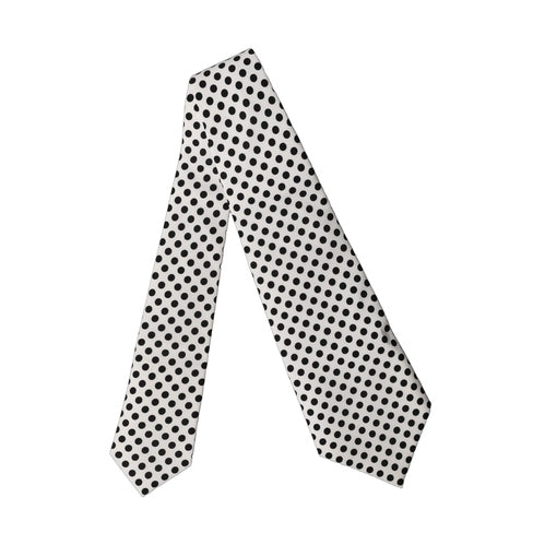 Dolce & Gabbana White Black Polka Dot Silk Adjustable Women Necktie Tie