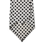 Dolce & Gabbana White Black Polka Dot Silk Adjustable Women Necktie Tie