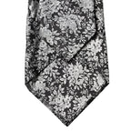 Dolce & Gabbana Black Silver Floral Silk Adjustable Women Necktie Tie
