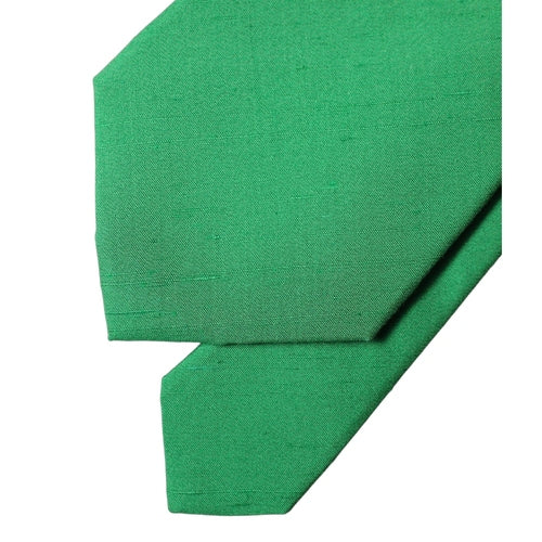 Dolce & Gabbana Green Solid Silk Cotton Adjustable Women Necktie Tie