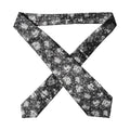 Dark Gray White Floral Silk Adjustable Women Necktie Tie