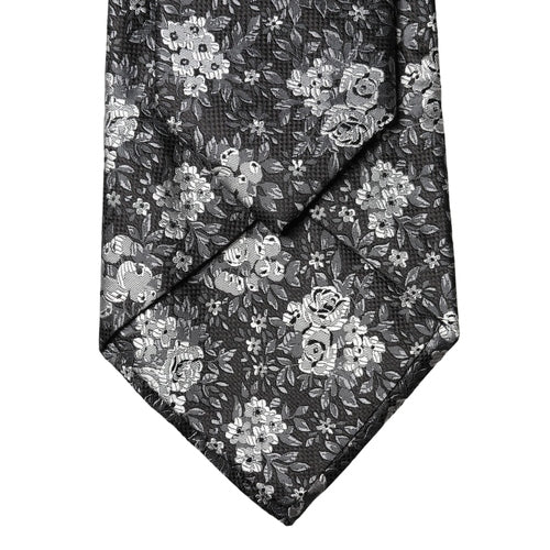 Dolce & Gabbana Black White Floral Silk Adjustable Women Necktie Tie
