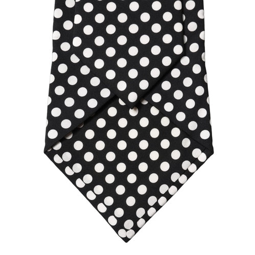 Dolce & Gabbana Black White Polka Dot Silk Adjustable Women Necktie Tie