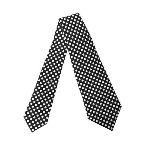 Dolce & Gabbana Black White Polka Dot Silk Adjustable Women Necktie Tie