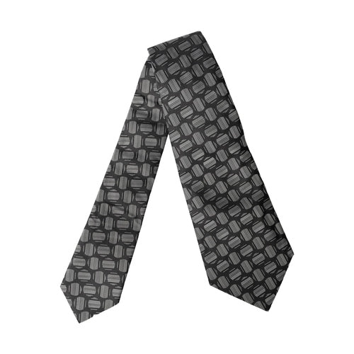 Dolce & Gabbana Black White Geometric Silk Adjustable Women Necktie Tie