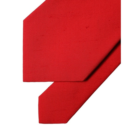 Dolce & Gabbana Red Solid Silk Cotton Adjustable Women Necktie Tie