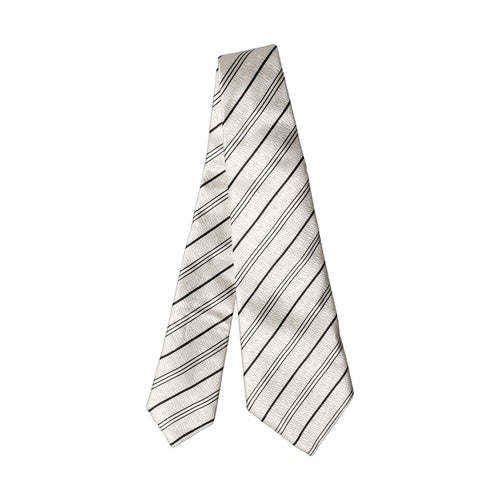 Dolce & Gabbana White Black Stripes Silk Adjustable Women Necktie Tie