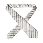 Dolce & Gabbana White Black Stripes Silk Adjustable Women Necktie Tie