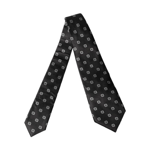 Dolce & Gabbana Black White Geometric Silk Adjustable Women Necktie Tie