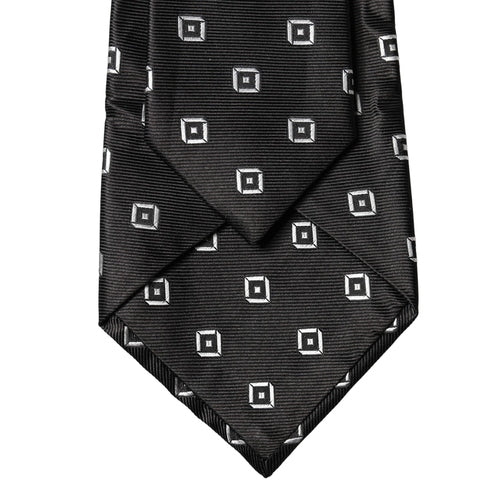 Dolce & Gabbana Black White Geometric Silk Adjustable Women Necktie Tie