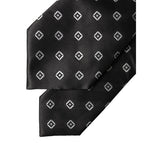 Dolce & Gabbana Black White Geometric Silk Adjustable Women Necktie Tie