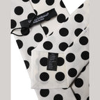 Dolce & Gabbana White Black Polka Dot Silk Adjustable Women Necktie Tie