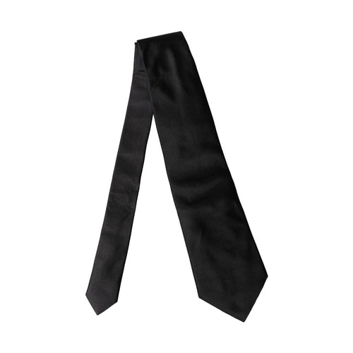 Dolce & Gabbana Black Solid Satin Silk Adjustable Women Necktie Tie