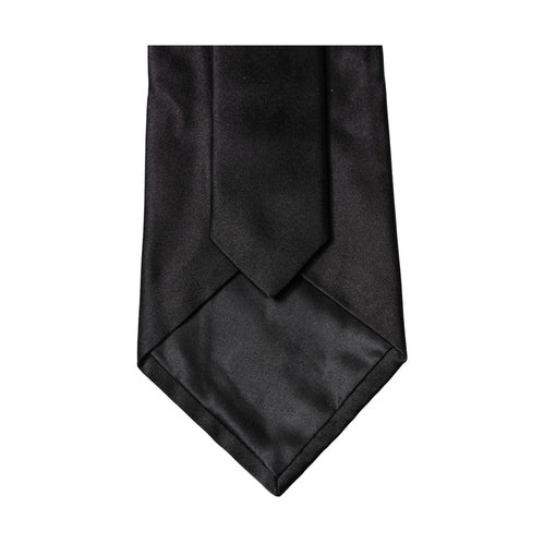 Dolce & Gabbana Black Solid Satin Silk Adjustable Women Necktie Tie