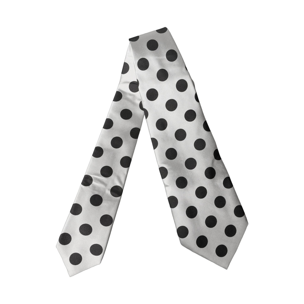 Dolce & Gabbana White Black Polka Dot Silk Adjustable Women Necktie Tie